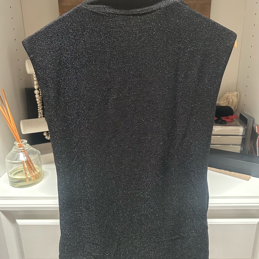 Ann Taylor Black Shimmer Draped Sleeveless Top - Picture 4 of 4